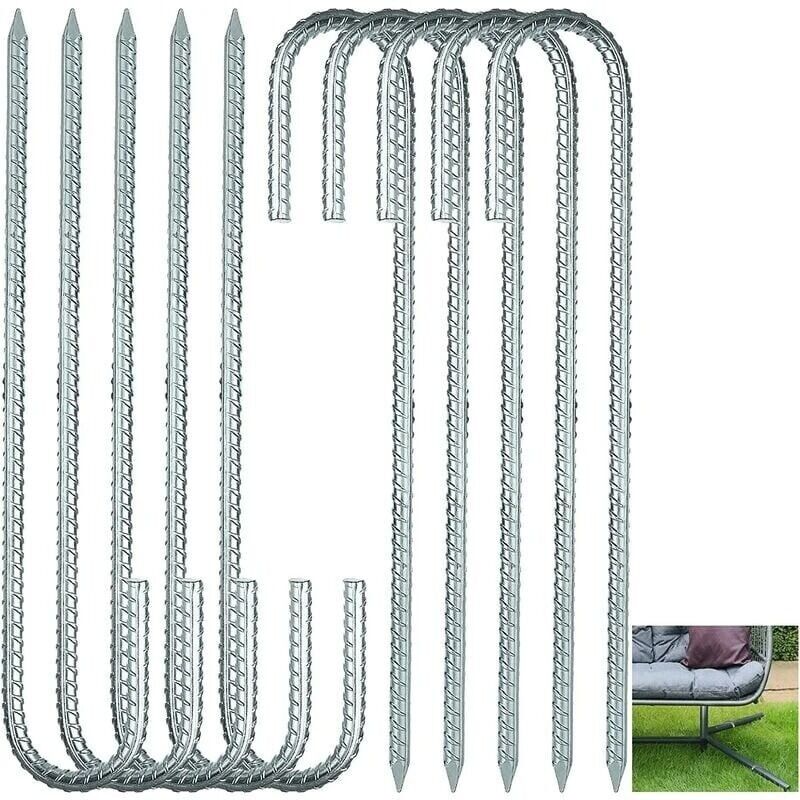 foto del prodotto dpzo confezione da 10 picchetti zincati per tende, picchetti per tende da 30 cm, ancoraggio per trampolino per campeggio, giardino, recinzioni,