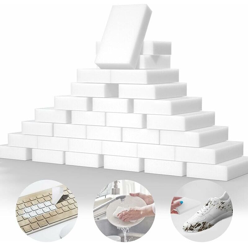 foto del prodotto dpzo confezione da 100 spugne magiche in melamina extra large per la pulizia di piatti, mobili, pavimenti, barche, vasche da bagno e pareti
