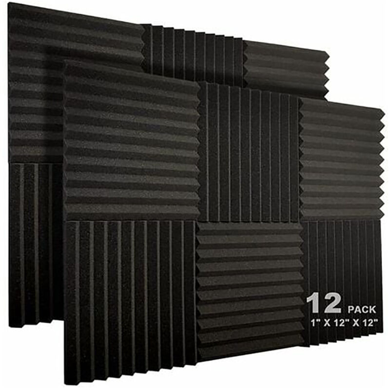 foto del prodotto dpzo confezione da 12 pannelli acustici da 10 slot, 1 x 12 x 12 pollici, cunei fonoassorbenti in schiuma acustica per studio, pannelli ignifughi ad