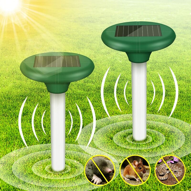 foto del prodotto dpzo confezione da 2 repellente solare ad ultrasuoni per talpe, ip56 impermeabile, controllo dei parassiti per giardino