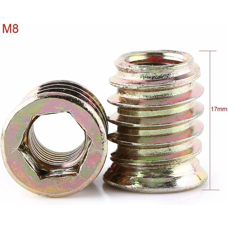 foto del prodotto dpzo confezione da 20 pezzi di dadi esagonali filettati in lega di zinco m8, assortimento di dadi con inserto in lega di zinco m817 mm 