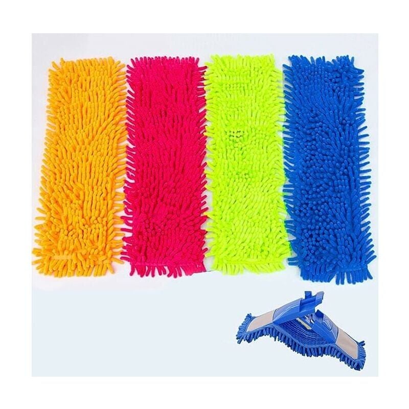 foto del prodotto dpzo confezione da 4 mop in microfibra per la pulizia, mop in microfibra estensibili per pavimenti piani, lavabili, gu.b bon fdc