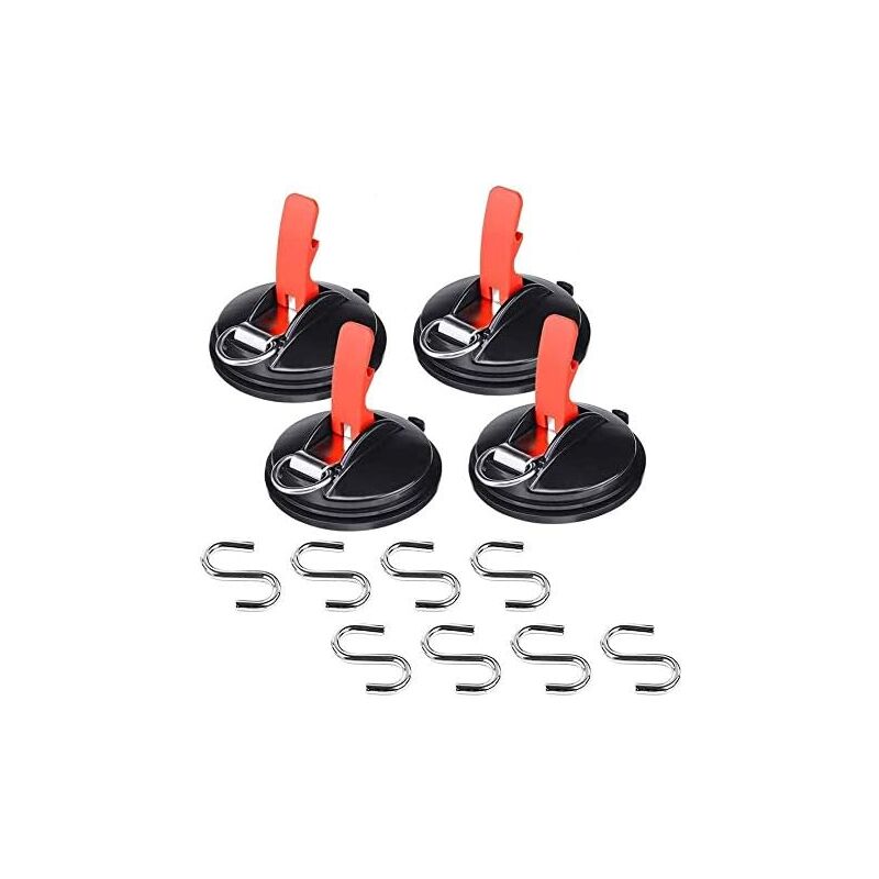 foto del prodotto dpzo confezione da 4 ventose per auto con 8 ganci a s, ventose multifunzione, strumento di ancoraggio per auto, coperture per bagagli, elastici per