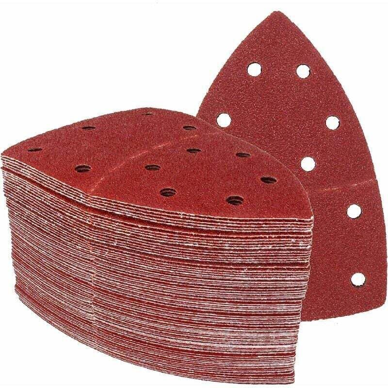 foto del prodotto dpzo confezione da 50 fogli abrasivi triangolari carta vetrata 105 x 152 mm, grana 80, adatti a diverse levigatrici