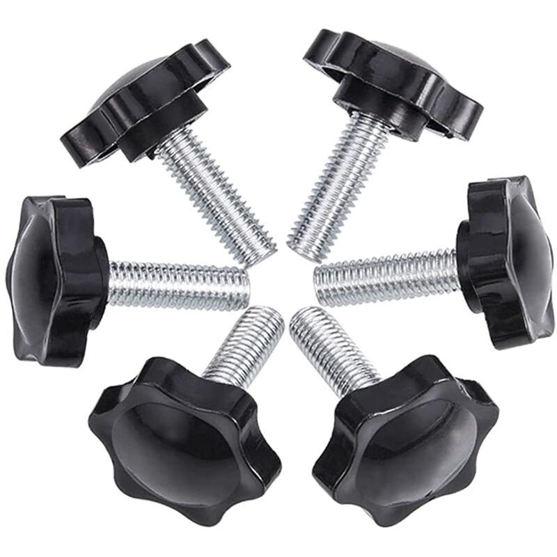 foto del prodotto dpzo confezione da 6 viti a testa zigrinata m85044, viti a testa zigrinata, pomello a stella in plastica, clip per viti a testa zigrinata