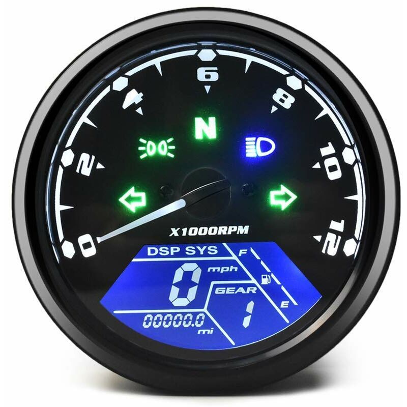 foto del prodotto dpzo contachilometri universale per moto, tachimetro digitale lcd con luce notturna, adatto per moto da 12 v, il pi popolare