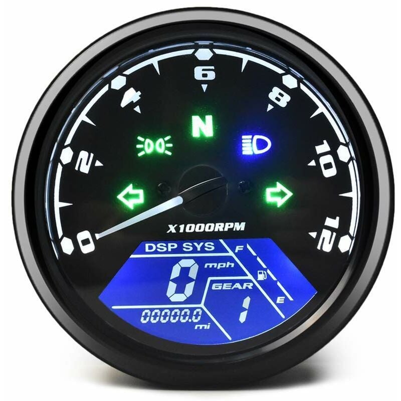 foto del prodotto dpzo contachilometri universale per moto, tachimetro digitale lcd con luce notturna, adatto per moto da 12 v, il pi popolare
