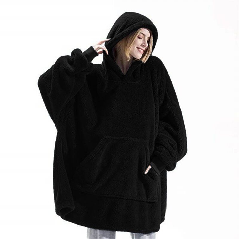 foto del prodotto dpzo coperta con cappuccio per adulti, in pile con maniche, per donne e uomini, coperta con cappuccio e maniche, tasche portatili, coperta