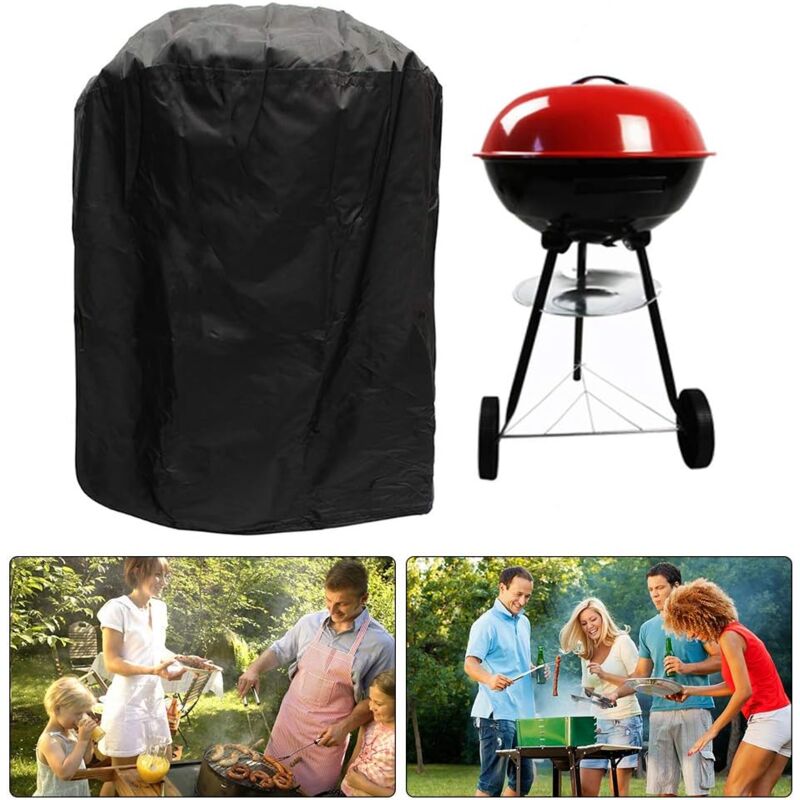 foto del prodotto dpzo copertura per barbecue rotonda, impermeabile e anti uv, con borsa portaoggetti, 77x58 cm