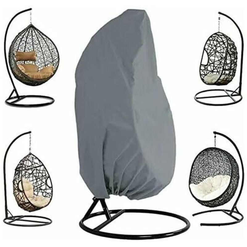 foto del prodotto dpzo copertura per sedia sospesa da giardino in rattan, in vimini, impermeabile, resistente all acqua e alla polvere 190 x 115 cm grigio 