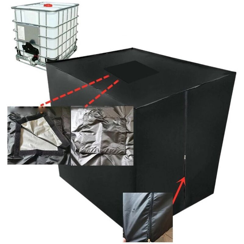 foto del prodotto dpzo copertura per serbatoio dell acqua, br vie 1000l ibc con coperchio rettangolare, antipolvere, anti uv, anti pioggia 116 x 100 x 120 cm 