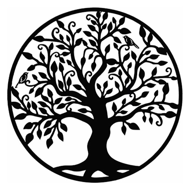 foto del prodotto dpzo decorazione da parete in metallo con albero della vita, silhouette artistica per interni ed esterni, regalo per la casa, betterlife nero,