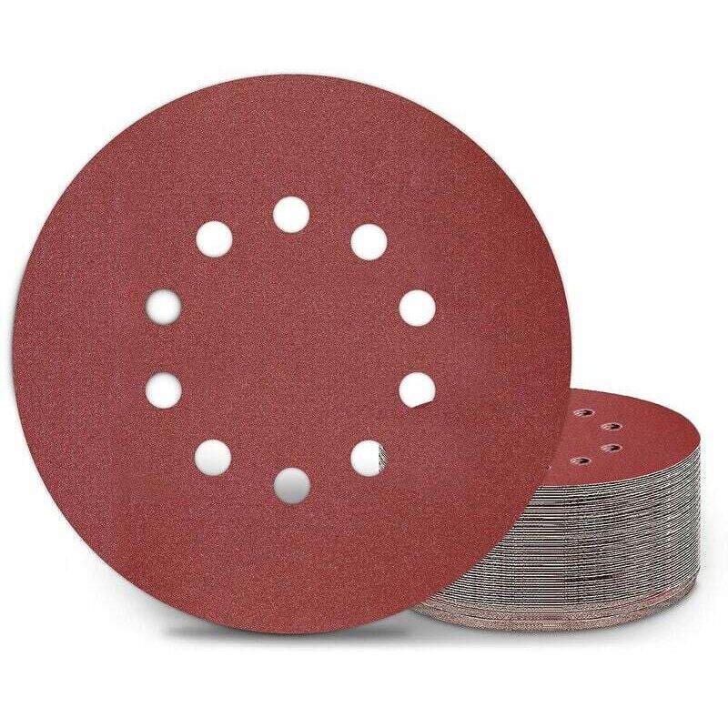 foto del prodotto dpzo dischi abrasivi da 225 mm, 25 pezzi, grana p180, 10 fori, rotondi, per levigatrici a collo lungo, smerigliatrici per cartongesso e levigatrici