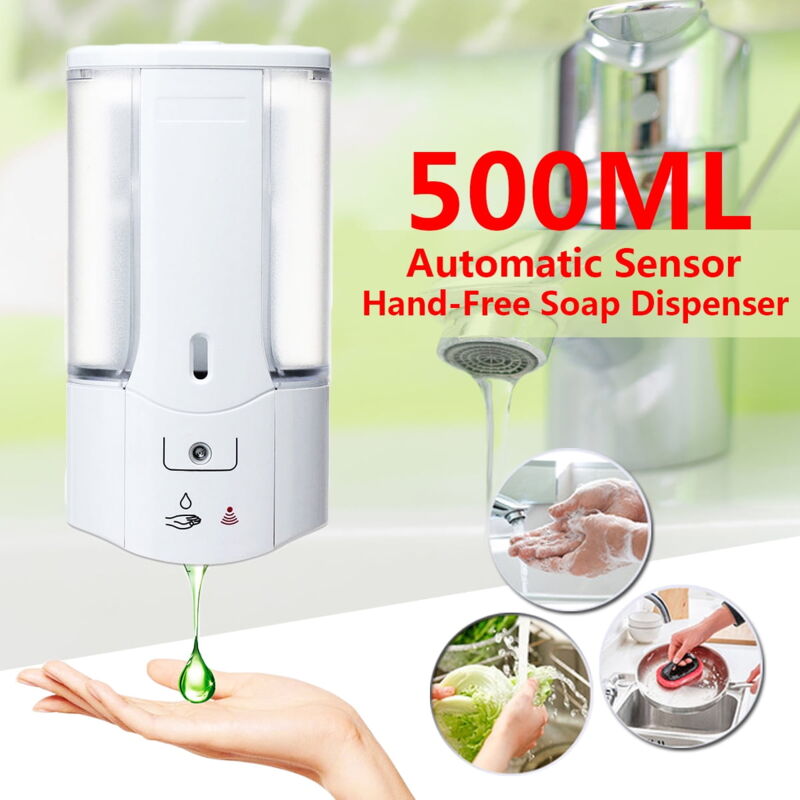 foto del prodotto dpzo dispenser di shampoo a parete da 500 ml con sensore a infrarossi intelligente, dispenser di schiuma a mani libere per cucina, bagno, hotel