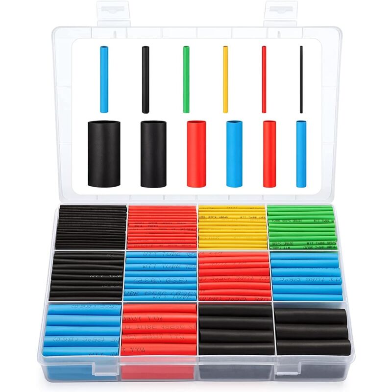 foto del prodotto dpzo et1001 560 pezzi guaina termorestringente isolamento elettrico 5 colori 12 misure