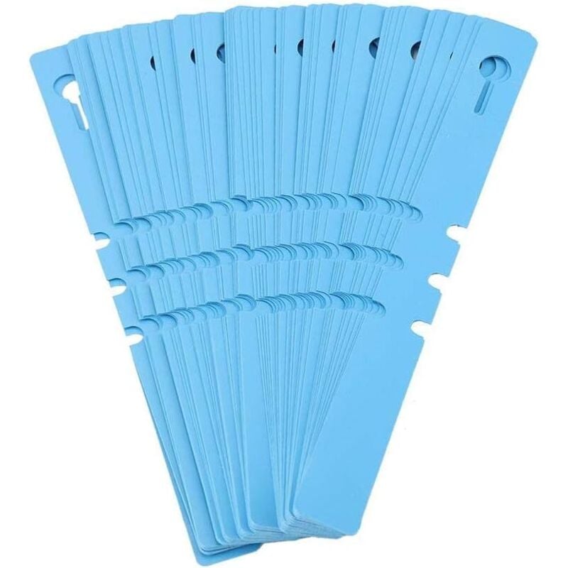 foto del prodotto dpzo etichette per piante in plastica da 100 pezzi, per decorazioni da giardino, vivaio e prato blu 