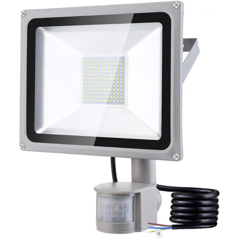 foto del prodotto dpzo faretto da esterno 100w con sensore di movimento 10000lm 6500k bianco freddo led ip65 luce di sicurezza impermeabile per esterni per giardino,