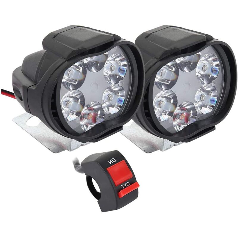 foto del prodotto dpzo fari per motociclette led luci aggiuntive, 2 pezzi fari anteriori fari aggiuntivi per motociclette 12v faretti antinebbia con interruttore per