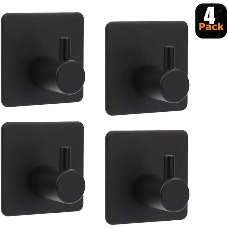 foto del prodotto dpzo ganci adesivi in acciaio inox, max 8 kg, per bagno, portasciugamani, casa, ufficio, autoadesivo, nero
