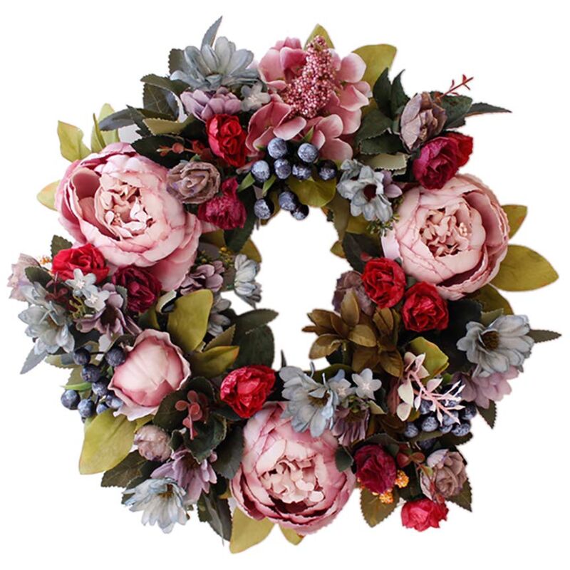 foto del prodotto dpzo ghirlanda di peonie artificiali, decorazione per porta d ingresso quattro stagioni, 35 cm