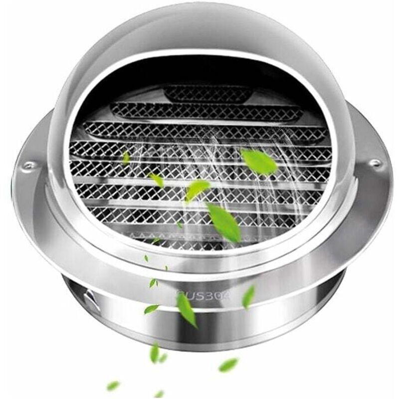 foto del prodotto dpzo griglia di ventilazione rotonda da 100 mm, cappuccio di ventilazione in acciaio inossidabile 304 con maglia, gu.b bon