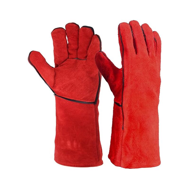 foto del prodotto dpzo guanti da saldatura in pelle di vacchetta taglia unica 10 l.35 cm un paio di guanti protettivi per saldatori in pelle resistenti al calore