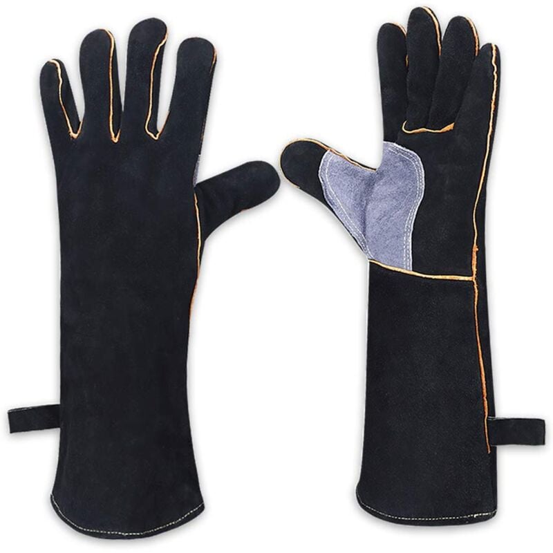 foto del prodotto dpzo guanti da saldatura resistenti al calore e al fuoco con cuciture in kevlar, guanti da lavoro per caminetti, stufe, forni, grill, saldature,