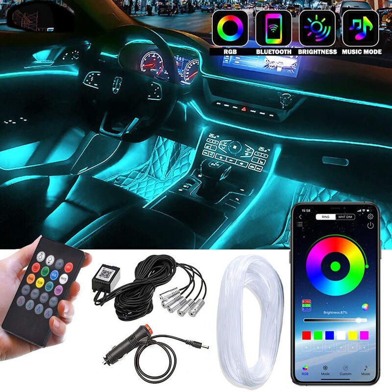 foto del prodotto dpzo illuminazione interna auto, striscia led per auto da 8 m, striscia led per interni auto da 5 v, adatta a luci ambientali di tutti i modelli di