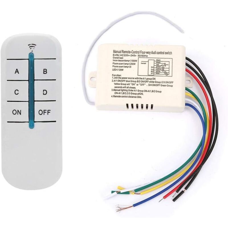 foto del prodotto dpzo interruttore a parete remoto a 4 vie on off 220v, multifunzione con telecomando