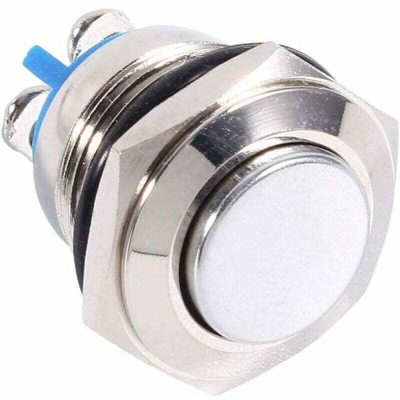 foto del prodotto dpzo interruttore a pulsante, 12v 16mm impermeabile per auto, veicolo, metallo, pulsante momentaneo, interruttore clacson, on off