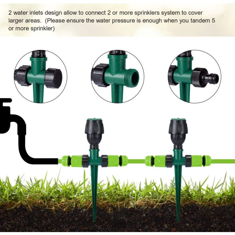 foto del prodotto dpzo irrigatore circolare automatico da giardino, sistema di irrigazione del prato con rotazione a 360 