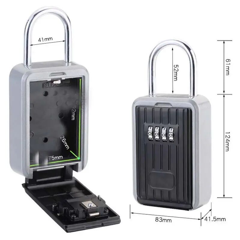 foto del prodotto dpzo key box con gancio impermeabile antifurto appeso password key box in metallo lock box outdoor storage box