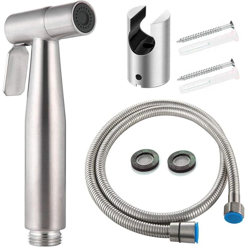 foto del prodotto dpzo kit bidet per wc con soffione doccia spruzzatore bidet portatile soffione doccia per wc con tubo flessibile supporto in acciaio