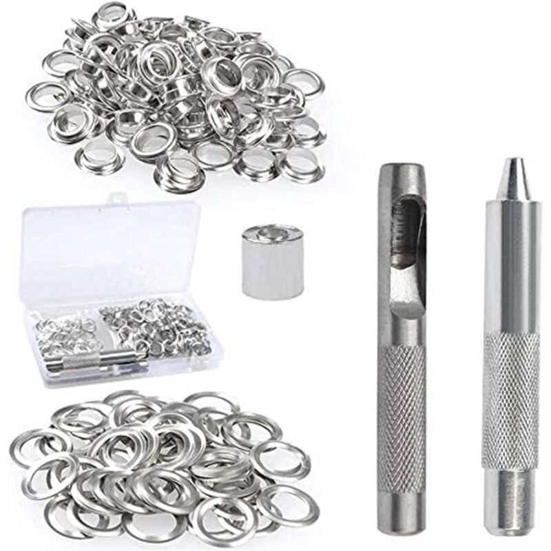 foto del prodotto dpzo kit di occhielli per teloni da 103 pezzi, 10 15 mm, strumenti per la realizzazione di tende con 100 occhielli
