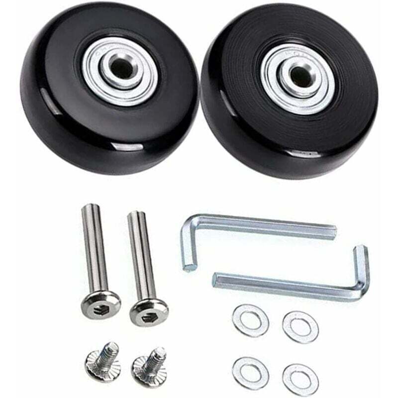 foto del prodotto dpzo kit di sostituzione ruote per valigie 45 mm , rotelle per valigie, ruote girevoli universali in gomma per la riparazione di valigie, ruote di