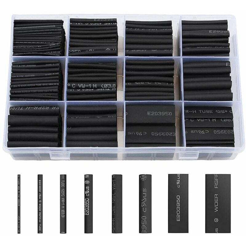 foto del prodotto dpzo kit di tubi termorestringenti neri da 650 pezzi, 8 misure, rapporto 2 1, nero