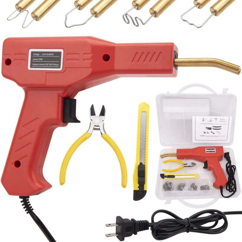 foto del prodotto dpzo kit saldatore di plastica, kit di riparazione plastica con pinzatrice a caldo da 50 w, kit di riparazione plastica con pinzatrice a caldo da