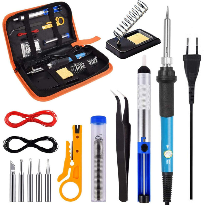 foto del prodotto dpzo kit saldatore, sremtch 60w kit saldatore elettrico di precisione con interruttore on off, temperatura regolabile 200450 , supporto spugna, 5