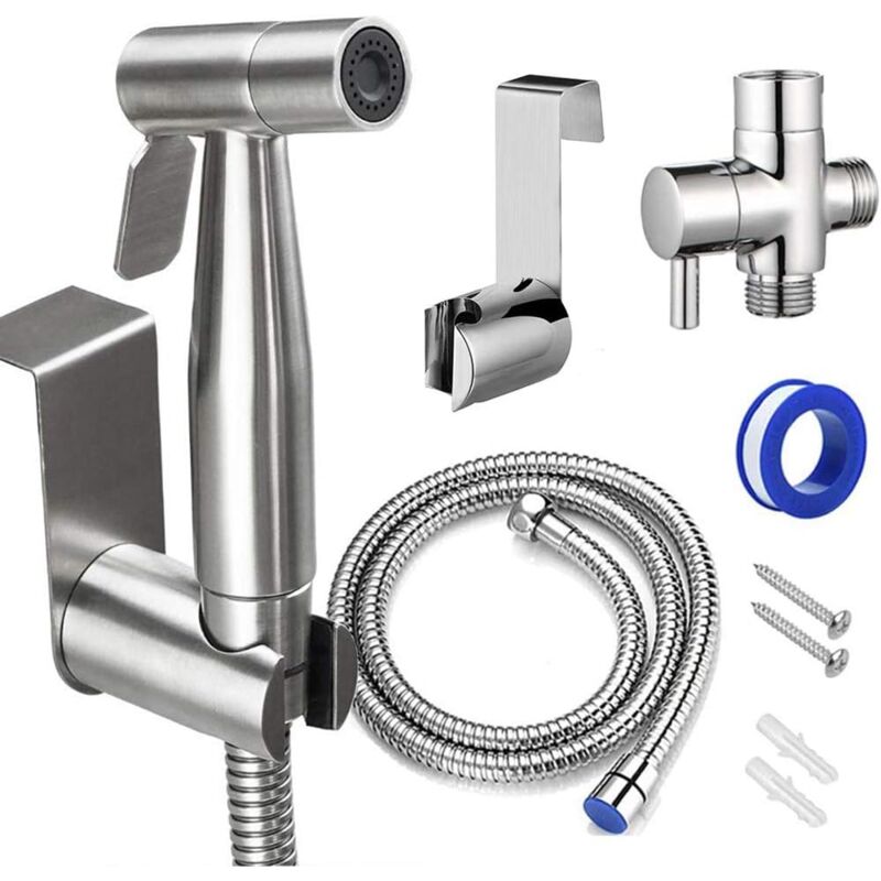 foto del prodotto dpzo kit spruzzatore per bidet, acciaio inossidabile, spruzzatore per pannolini, pratico attacco per doccia
