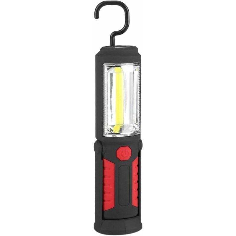 foto del prodotto dpzo lampada da lavoro a led ricaricabile con torcia led magnetica 2200mah cob led 650lm per auto, garage, officina, campeggio, fai da te rosso 