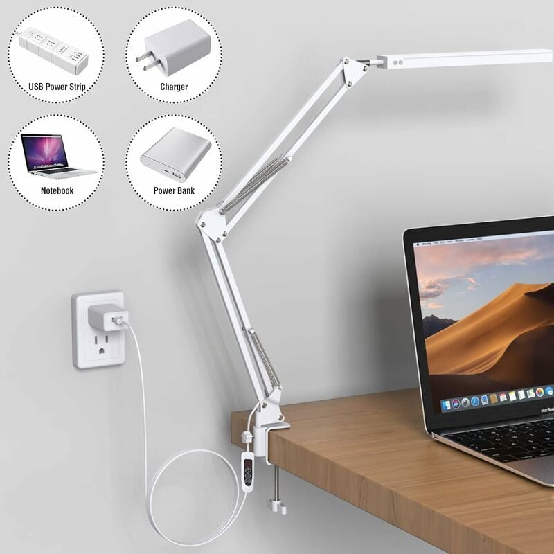 foto del prodotto dpzo lampada da scrivania a led lampada da scrivania a led potente con clip lampada da scrivania a led protettiva per gli occhi 3 modalit di