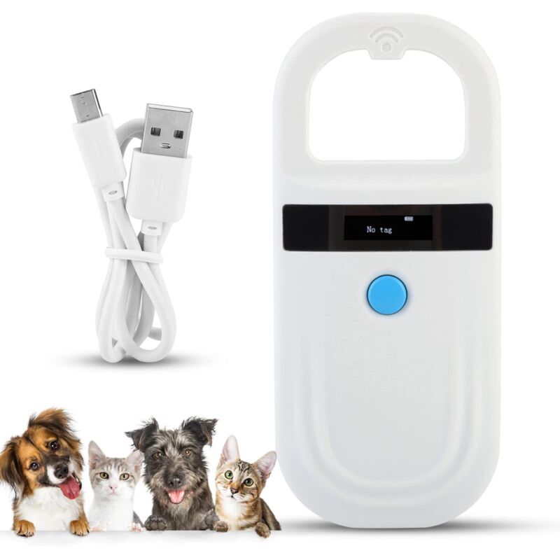 foto del prodotto dpzo lettore di identificazione per animali domestici, scanner di identificazione con chip ricaricabile per animali, display per targhette per
