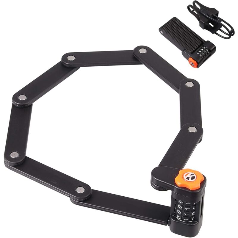 foto del prodotto dpzo lucchetto pieghevole per bici per monopattini elettrici, lucchetto anti taglio, lucchetto a combinazione a 4 cifre, pieghevole a 8 sezioni, 8