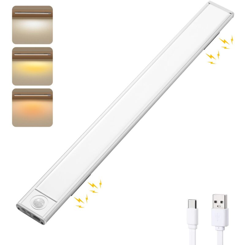 foto del prodotto dpzo luce a led per armadietti con sensore di movimento, striscia led per armadietti, illuminazione sottopensile ricaricabile tramite usb,