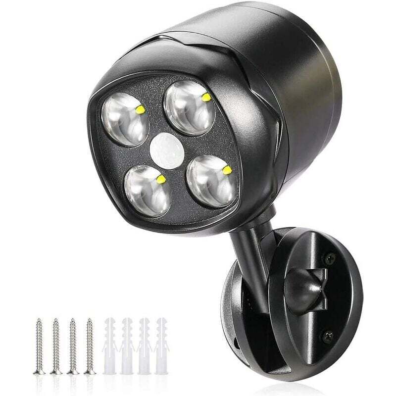 foto del prodotto dpzo luce con sensore di movimento per esterni, faretto led impermeabile ip65 alimentato a batteria da 600 lm, luce flessibile con sensore di