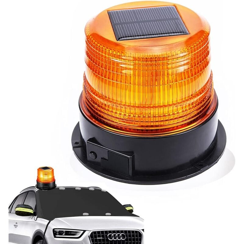 foto del prodotto dpzo luce di avvertimento a led solare usb da 12 v, luce lampeggiante magnetica rotante per auto, camion, wireless, super luminosa