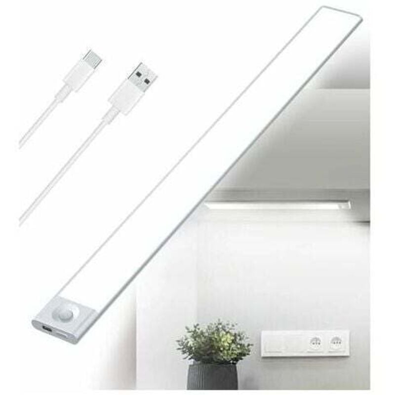 foto del prodotto dpzo luce led da cucina sottopensile ricaricabile tramite usb, 2500 mah, 40 cm, dimmerabile, con sensore di movimento, luce per armadio, barra led