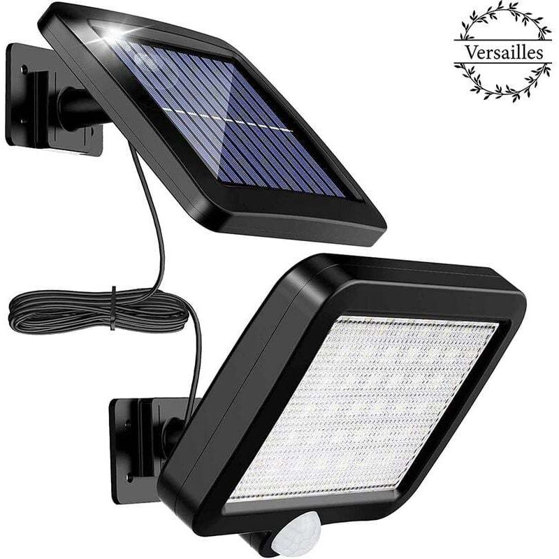 foto del prodotto dpzo luce solare da esterno con sensore di movimento, 56 led, luce solare da giardino impermeabile ip65 a 120 con cavo da 5 m