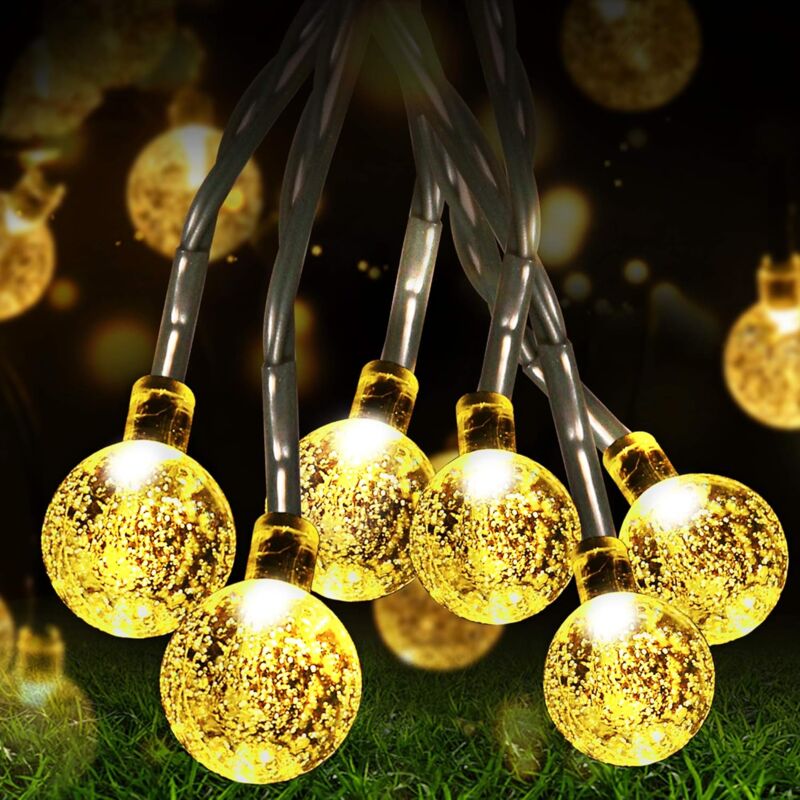 foto del prodotto dpzo luci solari da esterno, 30 led 9,8 m, 8 modalit , ip44, impermeabili, per giardino, alberi, patio, natale, matrimoni, feste bianco caldo 