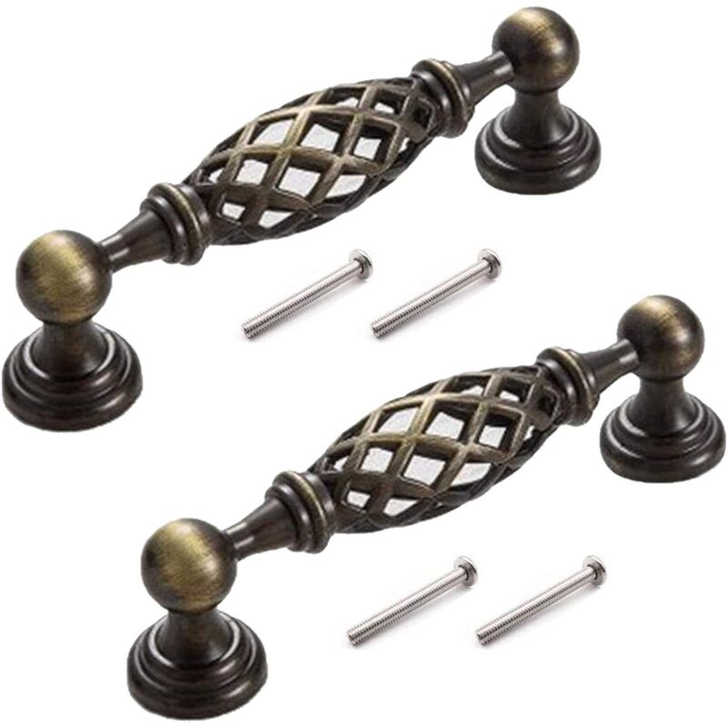 foto del prodotto dpzo maniglia per mobili in bronzo, 2 pezzi, 96 mm, stile antico per armadi e cassetti, decorazione vintage